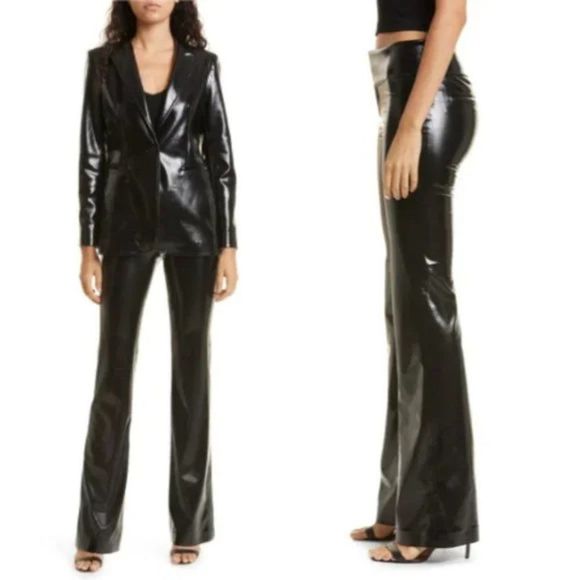 Alice + Olivia Pants - Alice + Olivia Black Faux Patent Leather Pants - Size 12
